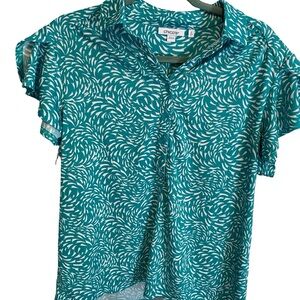 Chico's Turquoise Swirl Print Top Size Large